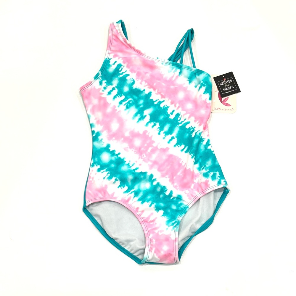 NWT Glitter Beach Girls' Tie-Dye One-Piece Swimsuit